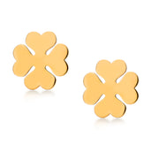 14K Solid Yellow Gold Clover Stud Earrings, Gold Clover Studs, Clover Studs, Dainty Studs, Gold Studs, Minimalist Stud, Push Back Studs